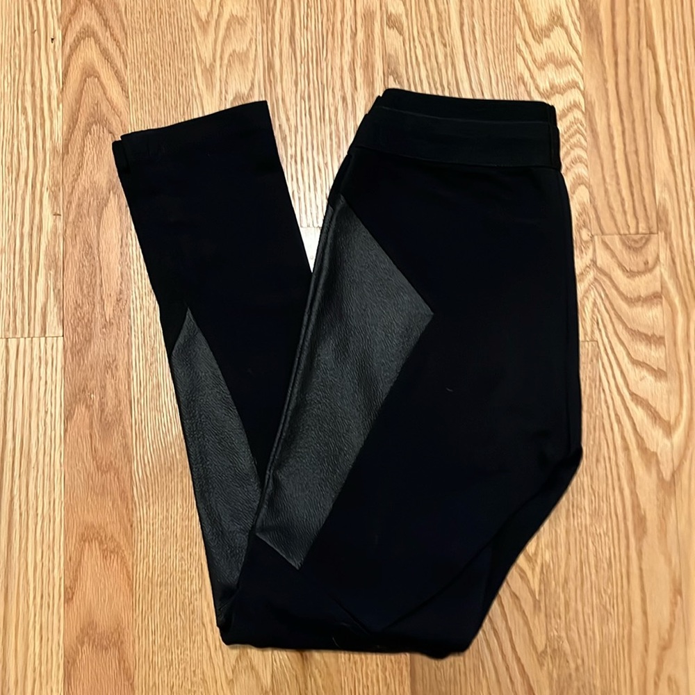 BCBG Polyester and faux leather leggings